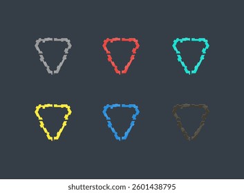 Set Of Six Different Colors Triangle Sci Fi Futuristic Hud Military E-sport Frame Logo Emblem Element Gray Isolated On Dark Blue Background Vector Design