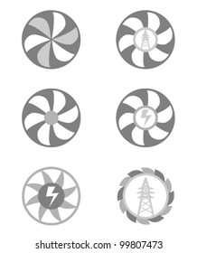 set of six different electricity icons