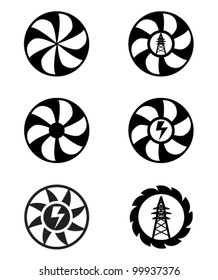 set of six different electricity icons