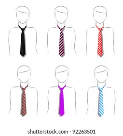 A set of six different men's ties