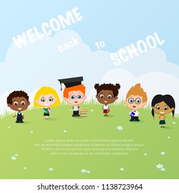 Set of six different pupils isolated on nature background