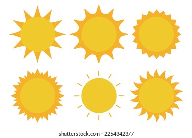 Set Of Six Different Style Suns Vectorart