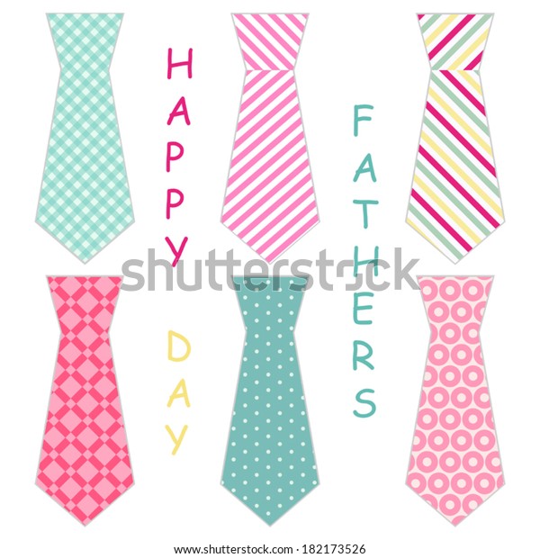 Set Six Different Ties Retro Style Stock Vector Royalty Free