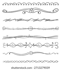 Un conjunto de seis tipos diferentes de líneas, algunas de las cuales son onduladas