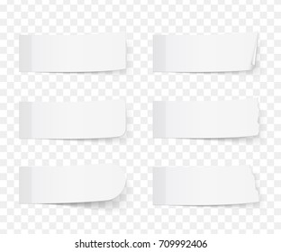 Set of six different white sticy notes with shadows, vector eps10 illustration