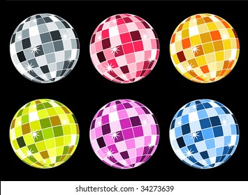 Set of six disco balls