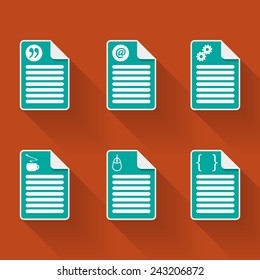 Set of six document icon with symbols