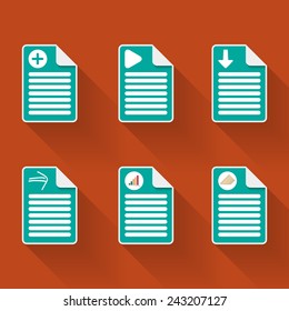 Set of six document icon with symbols
