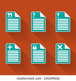 Set of six document icon with symbols