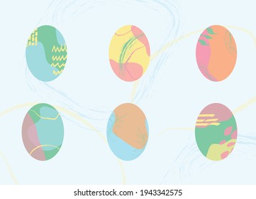 Set of six easter colorful eggs