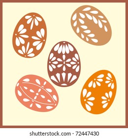 Set of six Easter eggs with with ornaments