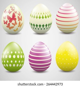 Set of six Easter eggs with pattern.