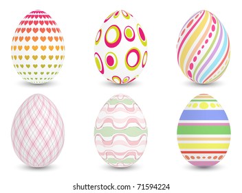 Set of six easter eggs, vector illustration