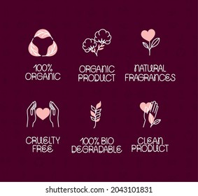 conjunto de seis etiquetas ecológicas