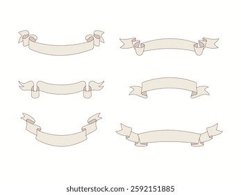 A set of six elegant vintage-style blank ribbon banners. Perfect for logos, labels, invitations, posters, greeting cards, and decorative elements.