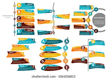Set of six  elements of infographic design. Step by step infographic design template. Vector illustration
