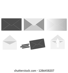Set of six envelope email icons for messages.