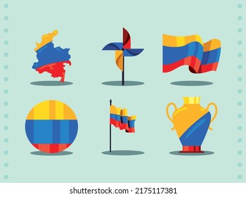 conjunto de seis artículos colombianos planos