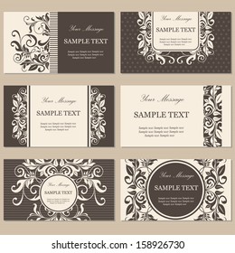 Set of six floral business cards.