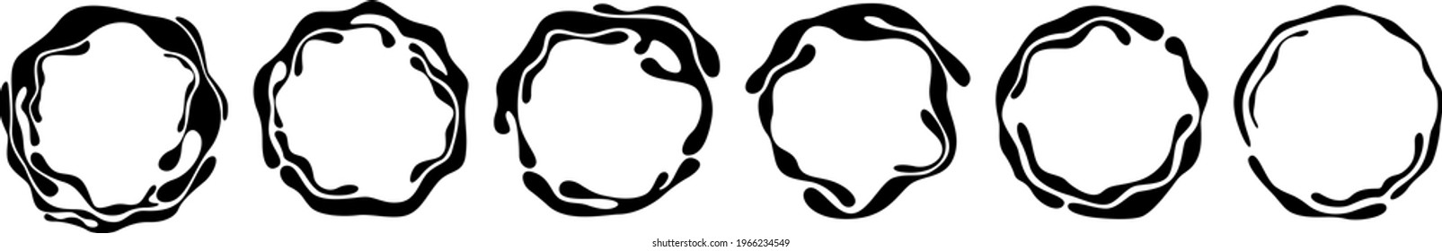 A set of six frames in the form of geometric shapes. Circle. Frame for various purposes. Vector illustration.