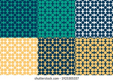 Conjunto de seis patrones islamicos geométricos sin soldadura para la tarjeta de saludo de decoración o el interior. Ilustración vectorial.