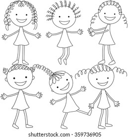 Set Happy Cartoon Doodle Figure Childrens Stock Vector (Royalty Free ...