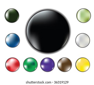 Set of six glossy bright web buttons