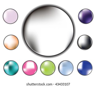 Set of six glossy radial buttons for web design