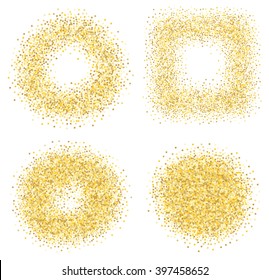 Set of six golden sand glitter effect good for banners, greeting carts. Set of square and circles.