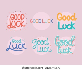 set of six good luck phrases