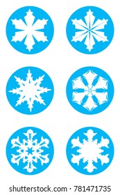 set of six graceful snowflakes