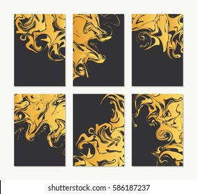 Set of six graphic ink textures. Vector illustration.