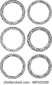 Set of six grunge style templates for rubber stamps