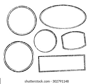 Set of six grunge vector templates for rubber stamps