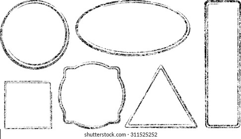 Set of six grunge vector templates for rubber stamps