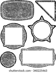 Set of six grunge vector templates for rubber stamps