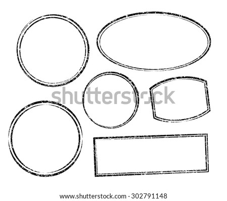 Set of six grunge vector templates for rubber stamps