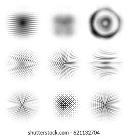 set of six halftone design elements