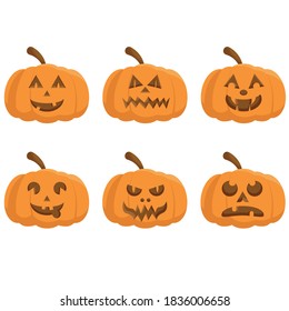 Set of six Halloween pumpkins 