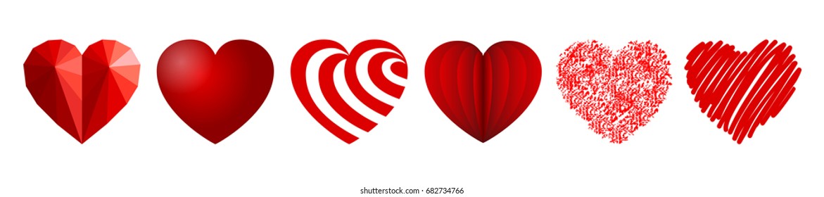 Set of six hearts - for stock