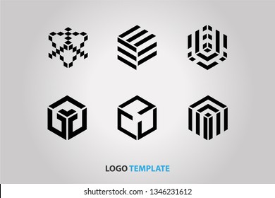 set of six hexagon logo collections