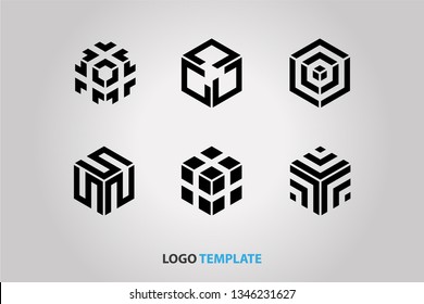 set of six hexagon logo collections