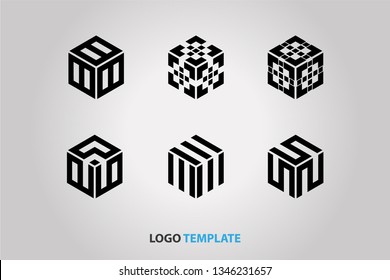 set of six hexagon logo collections