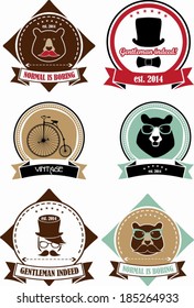 Set of six hipster badges