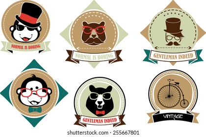 Set of six hipster badges