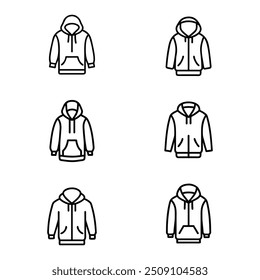 Ein Satz von sechs Kapuzen Sweatshirts Icon Pack Illustration