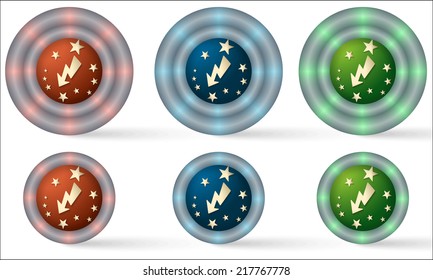set of six icons with flash symbol
