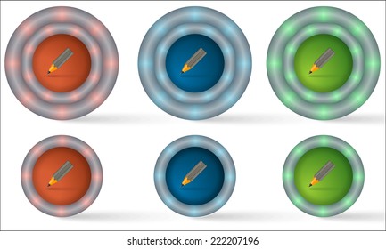 set of six icons with pencil
