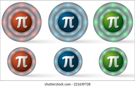 set of six icons with pi symbol