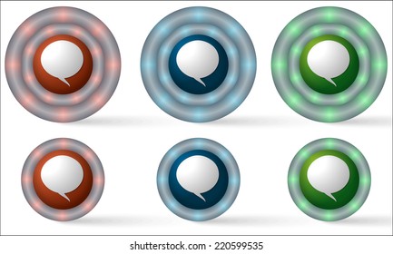 set of six icons with speech bubble